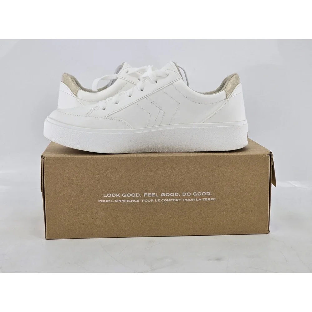 Dr. Scholls Madison Lace Sneaker Womens 9.5 White Gold Platform - Excellent